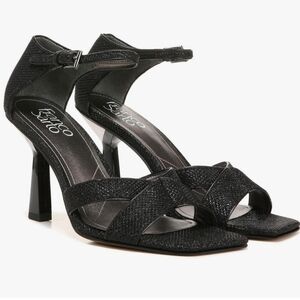 NWOT Franco Sarto Rania 2 Black Stiletto Heel Dress Sandals Size 9 Square Toe
